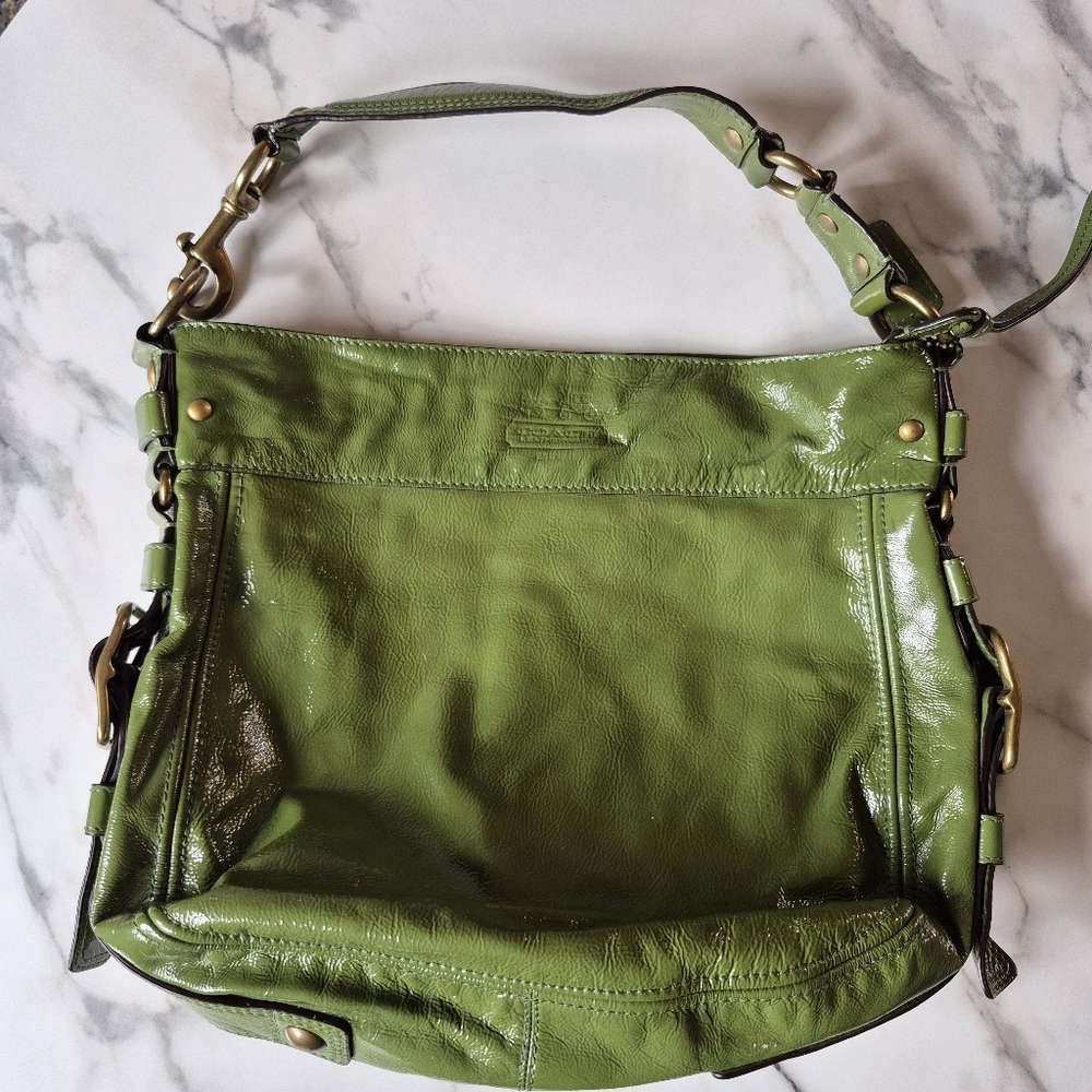 Coach Legacy Zoe XL Green Patent Hobo Bag